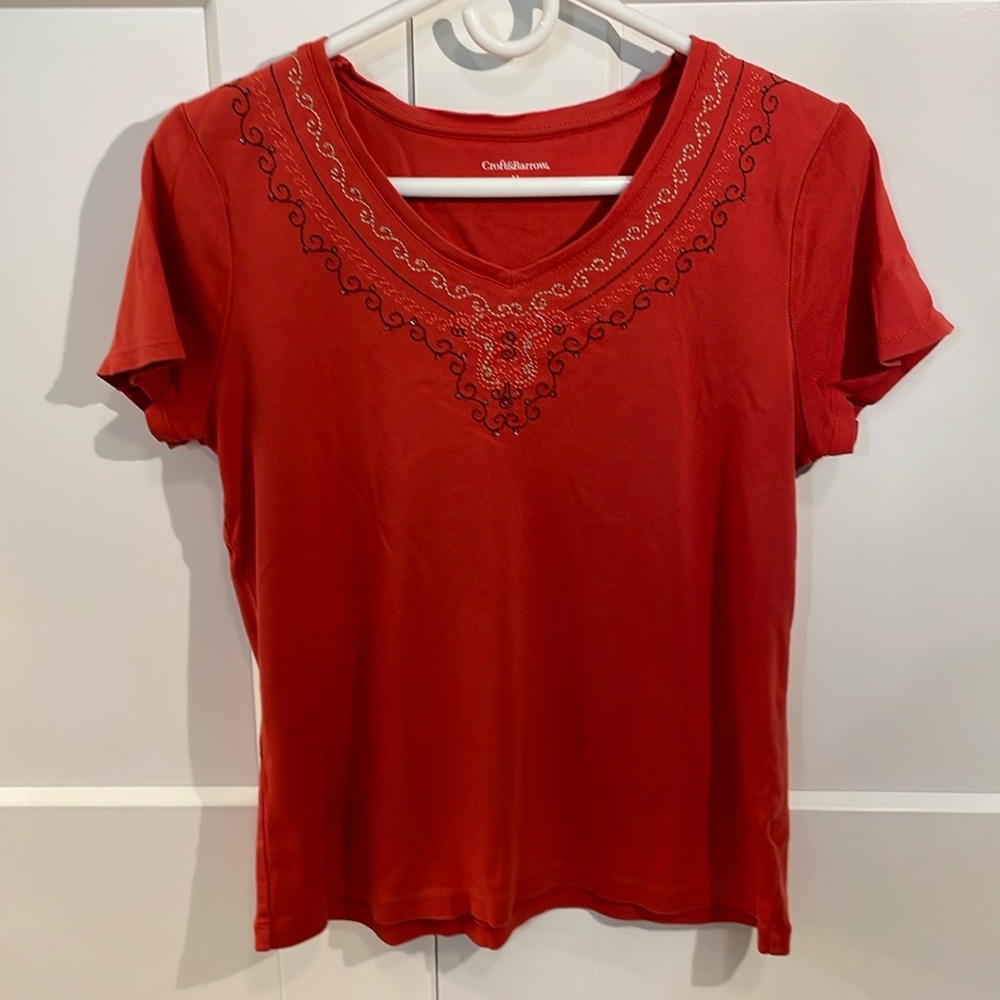 Croft & Barrow Short Sleeve Top. Medium. Orange